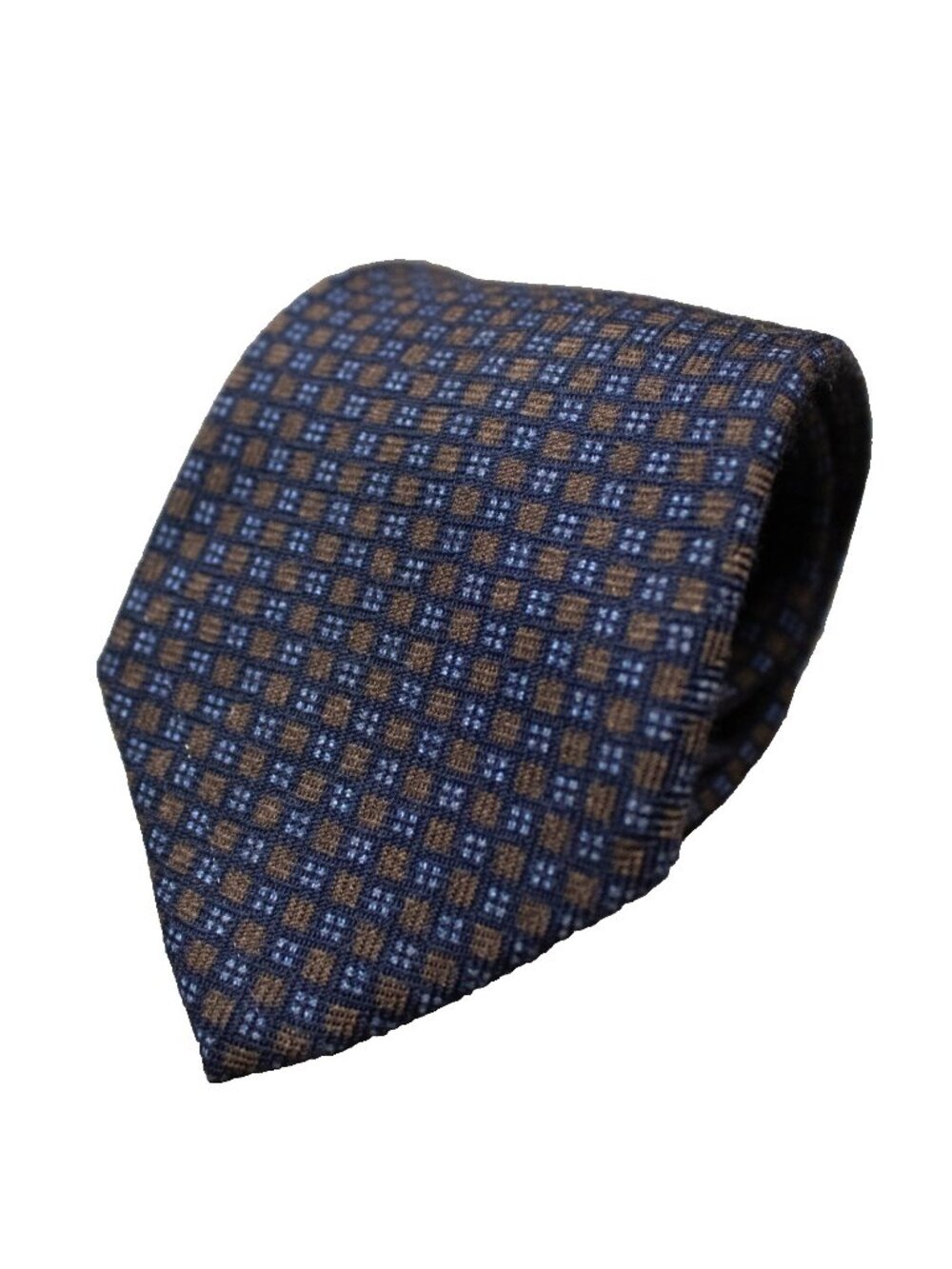 BOGGI Milano Tie Wool / Silk Made in Italy Flannel Woven Geometric Blue 3.5"